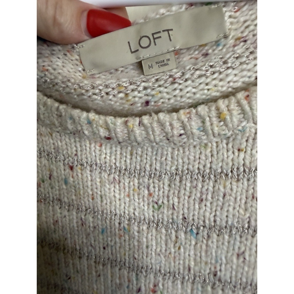 Cozycore Confetti Knit Sweater Medium Soft Girl Neutral Quiet Luxury - Picture 2 of 5